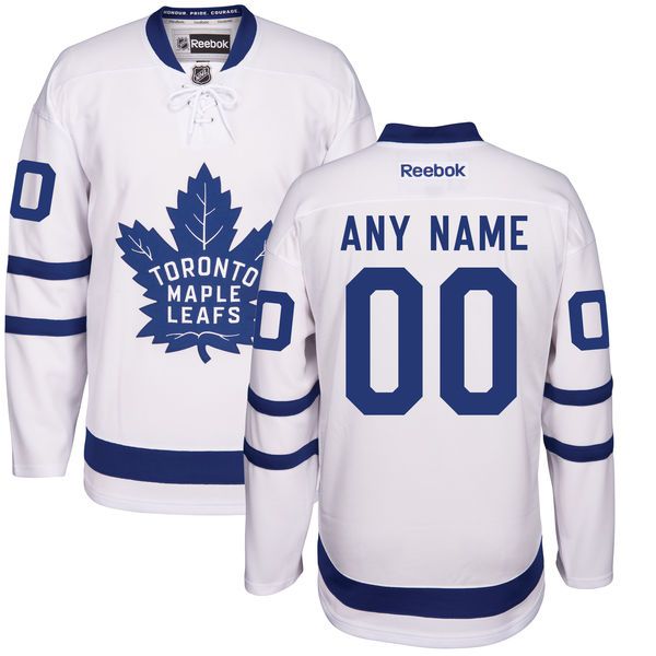 Men Toronto Maple Leafs Reebok White Away Custom NHL Jersey->->Custom Jersey